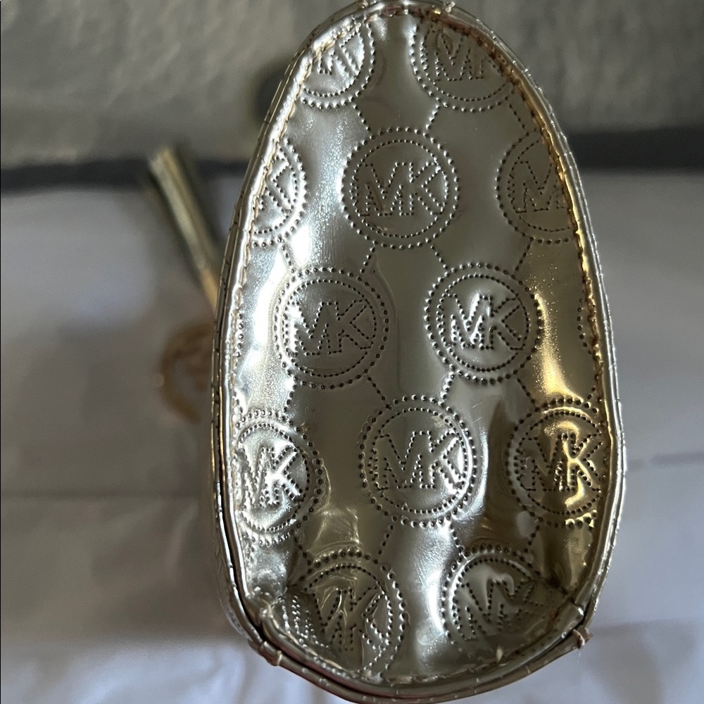 Michael by Michael Kors Gold Embossed Logo Clutch/Cosmetic Bag - Picture 8 of 10
